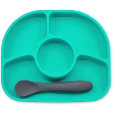 BBluv Talerz z przegródkami i łyżką YUMI niebieski, 1szt.