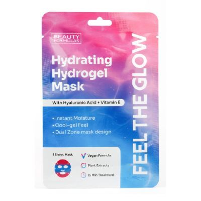 Beauty Formulas Maska nawilżająca hydrożelowa z kwasem hialuronowym + witamina E, 1 szt.