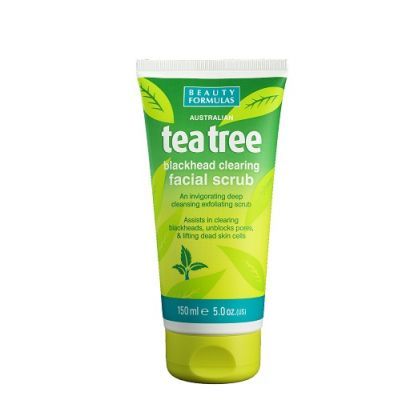 BEAUTY FORMULAS TEA TREE Oczyszczający peeling do twarzy przeciwko zaskórnikom 150 ml