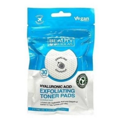 BEAUTY FORMULAS Złuszczające płatki do oczyszczania twarzy Kwas hialuronowy i Grejpfrut, 30szt.