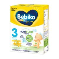 Bebiko Junior 3 NutriFlor Expert Odżywcza formuła na bazie mleka dla małych dzieci powyżej 1. roku życia smak waniliowy, 550 g