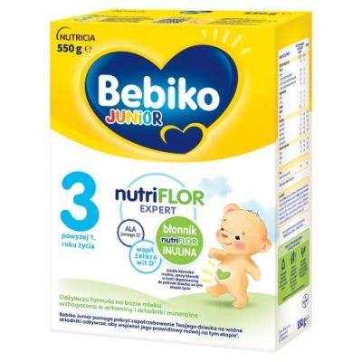 Bebiko Junior 3 NutriFlor Expert Odżywcza formuła na bazie mleka dla małych dzieci powyżej 1. roku życia, 550 g