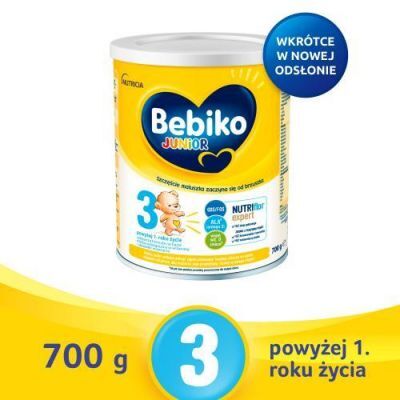 Bebiko Junior 3 Odżywcza formuła na bazie mleka dla dzieci powyżej 1. roku życia, 700g KRÓTKA DATA 12.01.2025