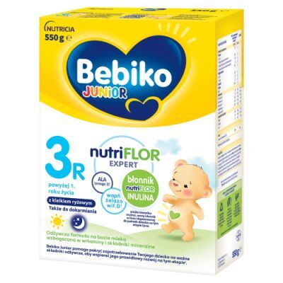 Bebiko Junior 3R NutriFlor Expert Odżywcza formuła na bazie mleka dla małych dzieci powyżej 1. roku życia, 550 g