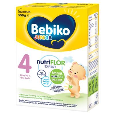 Bebiko Junior 4 NutriFlor Expert Odżywcza formuła na bazie mleka dla małych dzieci powyżej 2. roku życia, 550 g