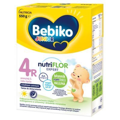 Bebiko Junior 4R NutriFlor Expert Odżywcza formuła na bazie mleka dla małych dzieci powyżej 2. roku życia, 550 g