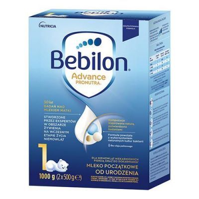 Bebilon Advance Pronutra 1 Mleko początkowe dla niemowląt od urodzenia, 1000 g (2 x 500 g) KRÓTKA DATA 17.07.2026