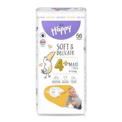 Bella Baby Happy Soft & Delicate Maxi Plus 4+ Pieluszki 9-15kg, 56 szt.