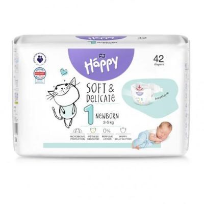 Bella Baby Happy Soft & Delicate Newborn 1 Pieluszki 2-5kg, 42szt.