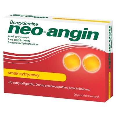Benzydamine Neo-Angin smak cytrynowy 3 mg, 20 pastylek