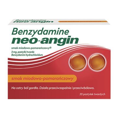 Benzydamine Neo-Angin smak miodowo-pomarańczowy, 20 pastylek