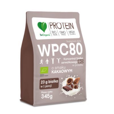 BeOrganic Białko serwatkowe WPC 80 BIO o smaku kakaowym, 345 g