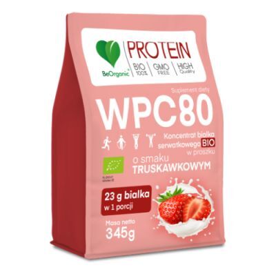 BeOrganic WPC 80 Koncentrat białka serwatkowego BIO w proszku Truskawka, 345 g