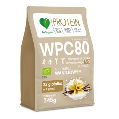BeOrganic WPC 80 Koncentrat białka serwatkowego BIO w proszku Wanilia, 345 g