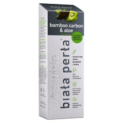 BIAŁA PERŁA EXTRA WHITE bamboo carbon & aloe Pasta do zębów wybielająca z węglem bambusowym 75 ml