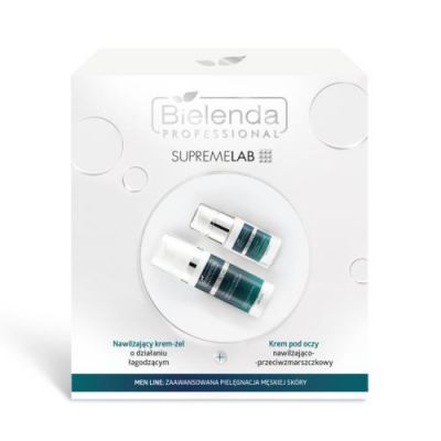 BIELENDA PROFESSIONAL SUPREMELAB Men Line Zestaw Nawilżający krem-żel o działaniu łagodzącym, 50ml + Krem pod oczy nawilżająco-przeciwzmarszczkowy, 15ml