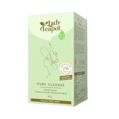 BiFix Lady Teapot Pure Cleanse Herbata zielona z trawą cytrynową i skórką pomarańczy, 20x2g