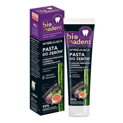 BIO MADENT Wybielająca pasta do zębów z węglem drzewnym z bambusa i ekstraktem z fig, 100ml