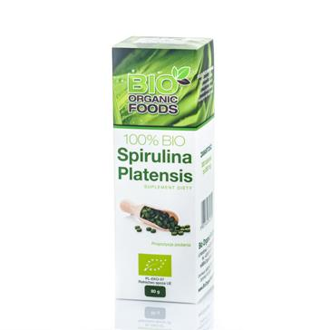 BIO ORGANIC FOODS 100% BIO Spirulina Platensis  80 g (320 tabletek po 250 mg)