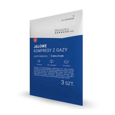 BIOCANTO Care Jałowe kompresy z gazy 17-nitkowe 12-warstwowe 5x5cm, 3 szt.