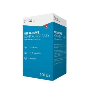 BIOCANTO Kompresy niejałowe 17-nitkowe 8-warstwowe 7,5cm x 7,5cm, 100szt.