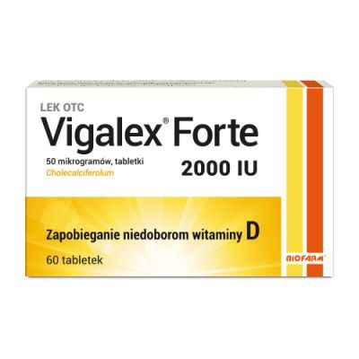 BIOFARM Vigalex Forte, Lek z witaminą D3 2000j.m., 60 tabletek