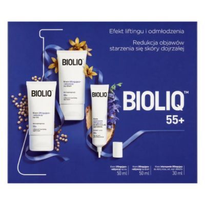 BIOLIQ 55+ Zestaw prezentowy: Krem liftingująco-odżywczy na dzień, 50 ml + Krem liftingująco-odżywczy na noc, 50 ml + Krem intensywnie liftingujący do skóry oczu ust szyi i dekoltu, 30 ml