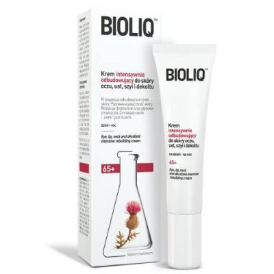 Bioliq 65+ Krem intensywnie odbudowujący do skóry oczu, ust, szyi i dekoltu, 15 ml
