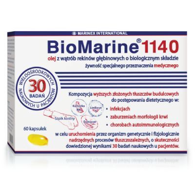 BIOMARINE 1140 olej z wątroby rekinów głębinowych, 60 kaps.