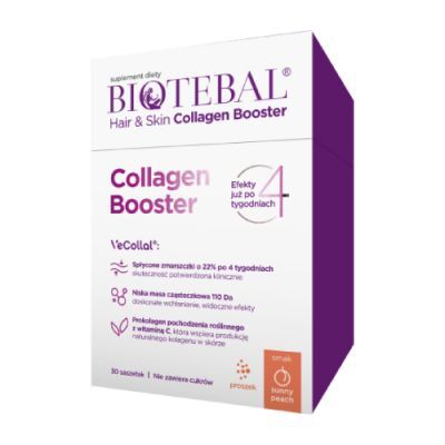 Biotebal Hair & Skin Collagen Booster o smaku brzoskwiniowym, 30 sasz.