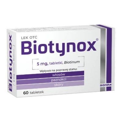 Biotynox tabl. 5 mg - 60 tabletek  biotyna na wypadanie włosów