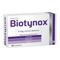 Biotynox tabl. 5 mg - 60 tabletek  biotyna na wypadanie włosów