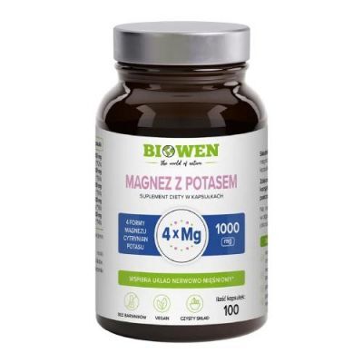 Biowen Magnez z potasem 100 mg, 100 kaps.