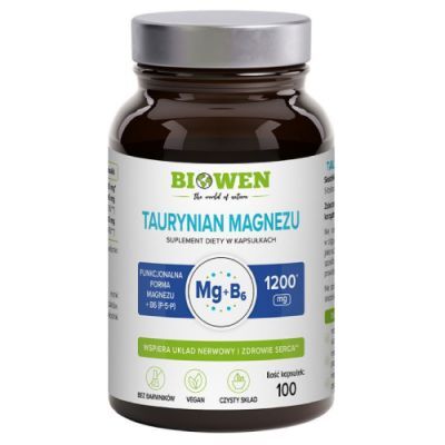 Biowen Taurynian magnezu z witaminą B6 (P-5-P), 100 kaps.