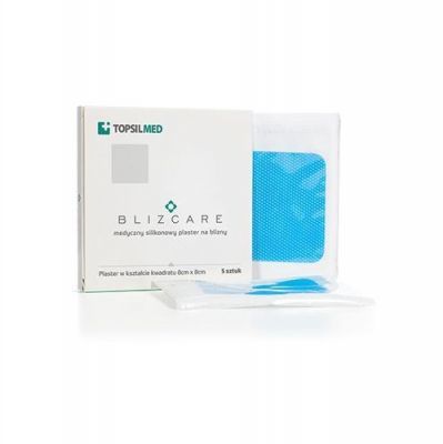 BLIZCARE medyczne plastry silikonowe na blizny wymiary 8 cm x 8 cm 5 sztuk