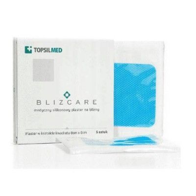 Blizcare Silikonowy, medyczny plaster na blizny 8x8cm, 5 sztuk KRÓTKA DATA 31.12.2025