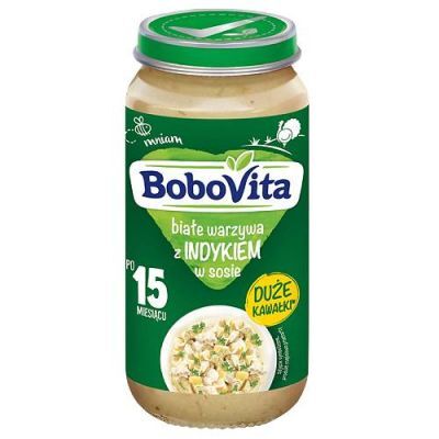 BoboVita Białe warzywa z indykiem w sosie 15m+, 250 g