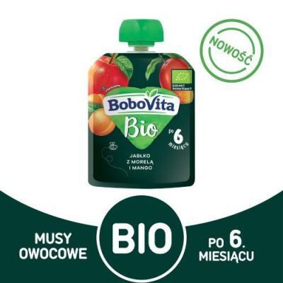 BoboVita Bio tubka Jabłko, morela i  mango, 80g  KRÓTKA DATA 12.01.2025