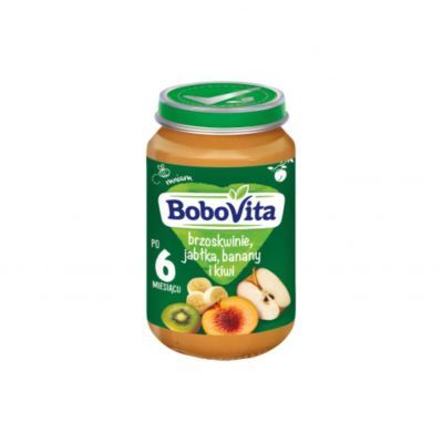 BoboVita Brzoskwinie jabłka banany i kiwi po 6 miesiącu, 190 g