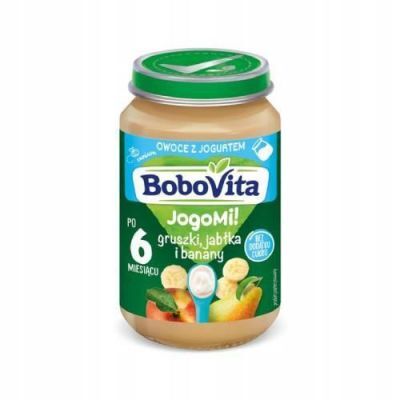 BOBOVITA JogoMi! Owoce z jogurtem gruszki, jabłka i banany po 6. miesiącu, 190g KRÓTKA DATA 07.05.2026