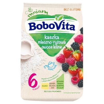 BoboVita Kaszka mleczno-ryżowa owoce leśne bezglutenowa po 6 miesiącu, 230 g