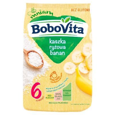 BoboVita Kaszka ryżowa banan bezmleczna bezglutenowa po 6 miesiącu, 180 g