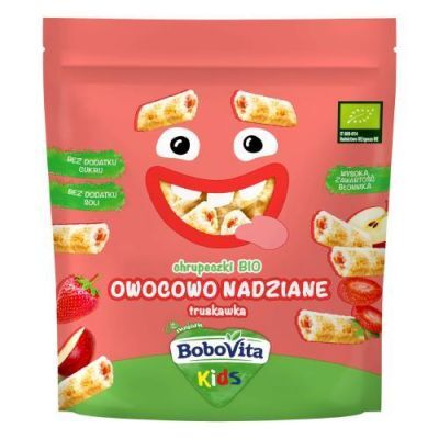 BoboVita Kids Chrupeczki BIO Owocowo nadziane truskawka, 30 g KRÓTKA DATA 27.01.2026