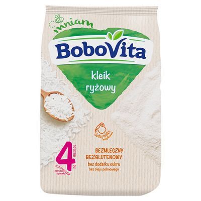 BoboVita Kleik ryżowy bezmleczny bezglutenowy bez dodatku cukru po 4 miesiącu, 160 g