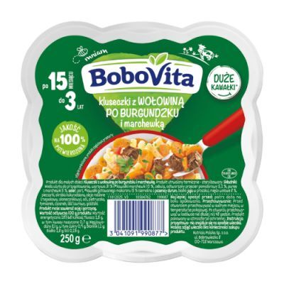 BoboVita Kluseczki z wołowiną po burgundzku i marchewką po 15 miesiącu, 250 g