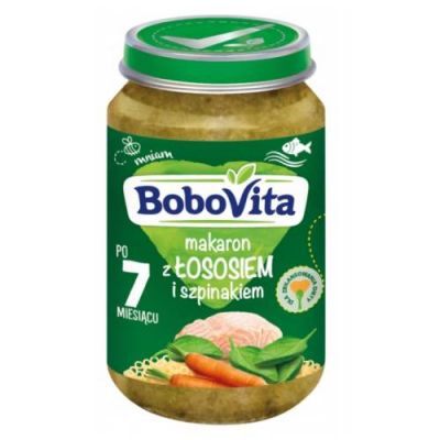 BoboVita Makaron z łososiem i szpinakiem po 7 miesiącu, 190 g