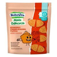 BoboVita Małe Odkrycia Krakersy pszenno-orkiszowe z pomidorem i nutą bazylii dla dzieci 15m+, 105 g