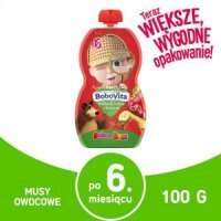 BOBOVITA Masha&amp;Bear Mus Truskawka, wiśnia, banan, 100g  KRÓTKA DATA 06.12.2024