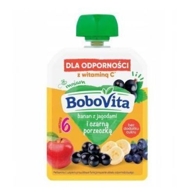 BOBOVITA Mus banan z jagodami i czarną porzeczką po 6. miesiącu, 80g