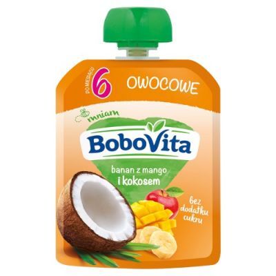 BoboVita Mus banan z mango i mleko kokosowe - 80g